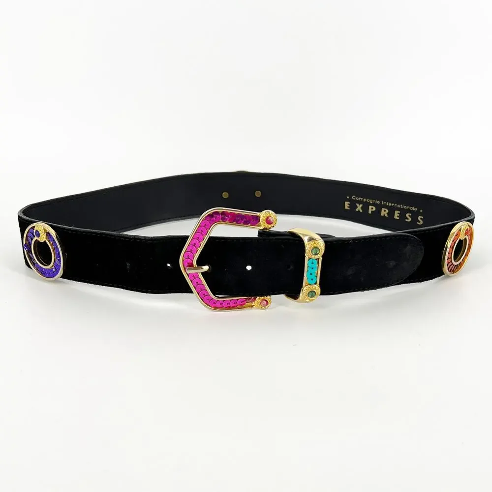 90s Express black suede belt 1990s vintage